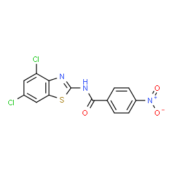 ChemSpider 2D Image | N-(4,6-Dichloro-1,3-benzothiazol-2-yl)-4-nitrobenzamide | C14H7Cl2N3O3S