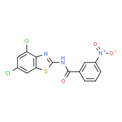 ChemSpider 2D Image | N-(4,6-Dichloro-1,3-benzothiazol-2-yl)-3-nitrobenzamide | C14H7Cl2N3O3S