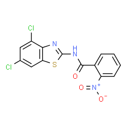 ChemSpider 2D Image | N-(4,6-Dichloro-1,3-benzothiazol-2-yl)-2-nitrobenzamide | C14H7Cl2N3O3S