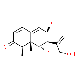 ChemSpider 2D Image | (1aS,2R,7R,7aR,7bR)-2-Hydroxy-1a-(3-hydroxy-1-propen-2-yl)-7,7a-dimethyl-1a,7,7a,7b-tetrahydronaphtho[1,2-b]oxiren-6(2H)-one | C15H18O4