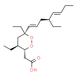 ChemSpider 2D Image | {(3R,4S,6R)-4,6-Diethyl-6-[(1E,4R,5E)-4-ethyl-1,5-octadien-1-yl]-1,2-dioxan-3-yl}acetic acid | C20H34O4