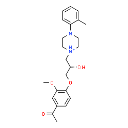 ChemSpider 2D Image | 1-[(2S)-3-(4-Acetyl-2-methoxyphenoxy)-2-hydroxypropyl]-4-(2-methylphenyl)piperazin-1-ium | C23H31N2O4