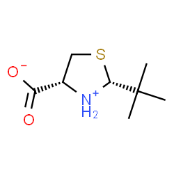 ChemSpider 2D Image | (2R,4R)-2-(2-Methyl-2-propanyl)-1,3-thiazolidin-3-ium-4-carboxylate | C8H15NO2S
