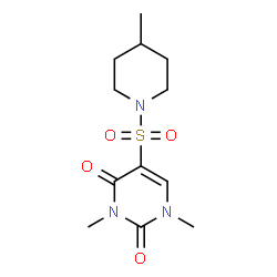 ChemSpider 2D Image | 1,3-Dimethyl-5-[(4-methyl-1-piperidinyl)sulfonyl]-2,4(1H,3H)-pyrimidinedione | C12H19N3O4S