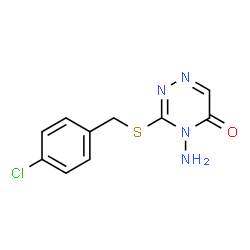 ChemSpider 2D Image | 4-Amino-3-[(4-chlorobenzyl)sulfanyl]-1,2,4-triazin-5(4H)-one | C10H9ClN4OS