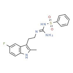 ChemSpider 2D Image | N-{N'-[2-(5-Fluoro-2-methyl-1H-indol-3-yl)ethyl]carbamimidoyl}benzenesulfonamide | C18H19FN4O2S