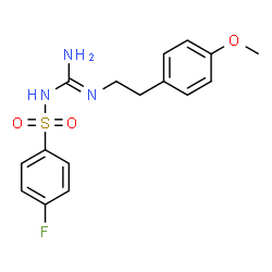 ChemSpider 2D Image | 4-Fluoro-N-{N'-[2-(4-methoxyphenyl)ethyl]carbamimidoyl}benzenesulfonamide | C16H18FN3O3S