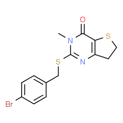 ChemSpider 2D Image | 2-[(4-Bromobenzyl)sulfanyl]-3-methyl-6,7-dihydrothieno[3,2-d]pyrimidin-4(3H)-one | C14H13BrN2OS2