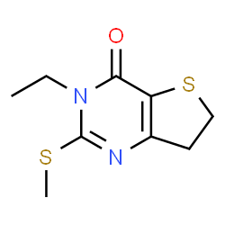 ChemSpider 2D Image | 3-Ethyl-2-(methylsulfanyl)-6,7-dihydrothieno[3,2-d]pyrimidin-4(3H)-one | C9H12N2OS2
