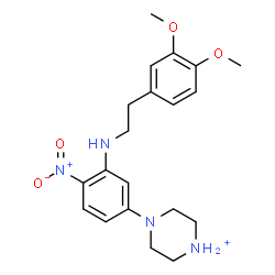 ChemSpider 2D Image | 4-(3-{[2-(3,4-Dimethoxyphenyl)ethyl]amino}-4-nitrophenyl)piperazin-1-ium | C20H27N4O4