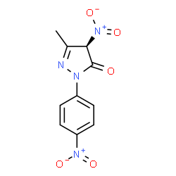 ChemSpider 2D Image | (4R)-5-Methyl-4-nitro-2-(4-nitrophenyl)-2,4-dihydro-3H-pyrazol-3-one | C10H8N4O5