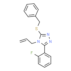 ChemSpider 2D Image | 4-Allyl-3-(benzylsulfanyl)-5-(2-fluorophenyl)-4H-1,2,4-triazole | C18H16FN3S
