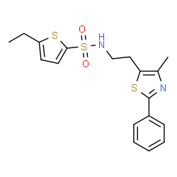 ChemSpider 2D Image | 5-Ethyl-N-[2-(4-methyl-2-phenyl-1,3-thiazol-5-yl)ethyl]-2-thiophenesulfonamide | C18H20N2O2S3