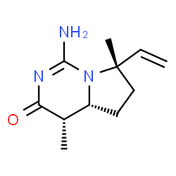 ChemSpider 2D Image | (4S,4aR,7S)-1-Amino-4,7-dimethyl-7-vinyl-4a,5,6,7-tetrahydropyrrolo[1,2-c]pyrimidin-3(4H)-one | C11H17N3O