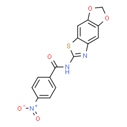 ChemSpider 2D Image | N-([1,3]Dioxolo[4,5-f][1,3]benzothiazol-6-yl)-4-nitrobenzamide | C15H9N3O5S