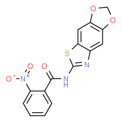 ChemSpider 2D Image | N-([1,3]Dioxolo[4,5-f][1,3]benzothiazol-6-yl)-2-nitrobenzamide | C15H9N3O5S