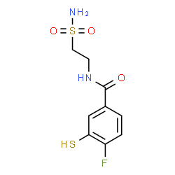 ChemSpider 2D Image | 4-Fluoro-N-(2-sulfamoylethyl)-3-sulfanylbenzamide | C9H11FN2O3S2