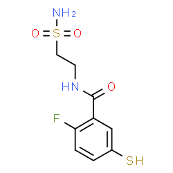 ChemSpider 2D Image | 2-Fluoro-N-(2-sulfamoylethyl)-5-sulfanylbenzamide | C9H11FN2O3S2