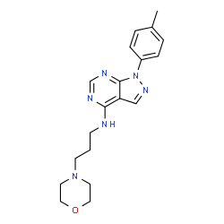ChemSpider 2D Image | 1-(4-Methylphenyl)-N-[3-(4-morpholinyl)propyl]-1H-pyrazolo[3,4-d]pyrimidin-4-amine | C19H24N6O