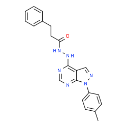 ChemSpider 2D Image | N'-[1-(4-Methylphenyl)-1H-pyrazolo[3,4-d]pyrimidin-4-yl]-3-phenylpropanehydrazide | C21H20N6O