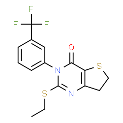 ChemSpider 2D Image | 2-(Ethylsulfanyl)-3-[3-(trifluoromethyl)phenyl]-6,7-dihydrothieno[3,2-d]pyrimidin-4(3H)-one | C15H13F3N2OS2