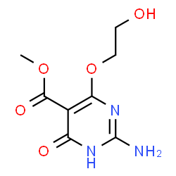 ChemSpider 2D Image | Methyl 2-amino-4-(2-hydroxyethoxy)-6-oxo-1,6-dihydro-5-pyrimidinecarboxylate | C8H11N3O5