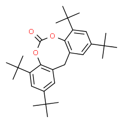 ChemSpider 2D Image | 2,4,8,10-Tetra-tert-butyl-12H-dibenzo[d,g][1,3]dioxocin-6-one | C30H42O3