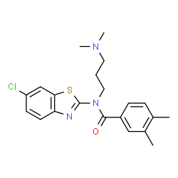 ChemSpider 2D Image | N-(6-Chloro-1,3-benzothiazol-2-yl)-N-[3-(dimethylamino)propyl]-3,4-dimethylbenzamide | C21H24ClN3OS
