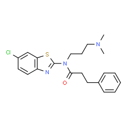 ChemSpider 2D Image | N-(6-Chloro-1,3-benzothiazol-2-yl)-N-[3-(dimethylamino)propyl]-3-phenylpropanamide | C21H24ClN3OS