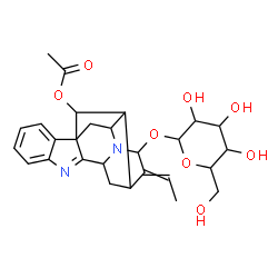 ChemSpider 2D Image | 21-(Hexopyranosyloxy)-1,2-didehydro-2,7-dihydro-7,17-cyclosarpagan-17-yl acetate | C27H32N2O8
