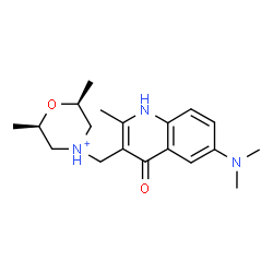 ChemSpider 2D Image | (2R,6S)-4-{[6-(Dimethylamino)-2-methyl-4-oxo-1,4-dihydro-3-quinolinyl]methyl}-2,6-dimethylmorpholin-4-ium | C19H28N3O2