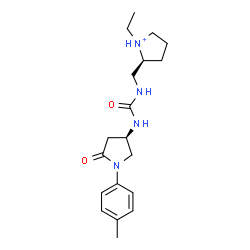 ChemSpider 2D Image | (2S)-1-Ethyl-2-[({[(3R)-1-(4-methylphenyl)-5-oxo-3-pyrrolidinyl]carbamoyl}amino)methyl]pyrrolidinium | C19H29N4O2