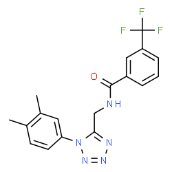 ChemSpider 2D Image | N-{[1-(3,4-Dimethylphenyl)-1H-tetrazol-5-yl]methyl}-3-(trifluoromethyl)benzamide | C18H16F3N5O