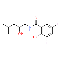 ChemSpider 2D Image | 2-Hydroxy-N-(2-hydroxy-4-methylpentyl)-3,5-diiodobenzamide | C13H17I2NO3