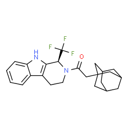 ChemSpider 2D Image | 2-(Adamantan-1-yl)-1-[(1S)-1-(trifluoromethyl)-1,3,4,9-tetrahydro-2H-beta-carbolin-2-yl]ethanone | C24H27F3N2O