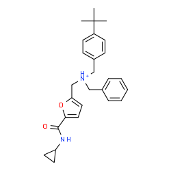 ChemSpider 2D Image | N-Benzyl[5-(cyclopropylcarbamoyl)-2-furyl]-N-[4-(2-methyl-2-propanyl)benzyl]methanaminium | C27H33N2O2