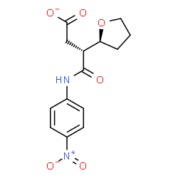 ChemSpider 2D Image | (3R)-4-[(4-Nitrophenyl)amino]-4-oxo-3-[(2S)-tetrahydro-2-furanyl]butanoate | C14H15N2O6