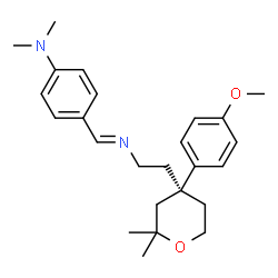 ChemSpider 2D Image | 4-[(E)-({2-[(4S)-4-(4-Methoxyphenyl)-2,2-dimethyltetrahydro-2H-pyran-4-yl]ethyl}imino)methyl]-N,N-dimethylaniline | C25H34N2O2