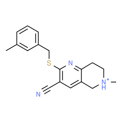 ChemSpider 2D Image | 3-Cyano-6-methyl-2-[(3-methylbenzyl)sulfanyl]-5,6,7,8-tetrahydro-1,6-naphthyridin-6-ium | C18H20N3S