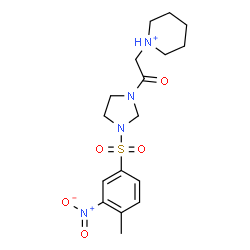 ChemSpider 2D Image | 1-(2-{3-[(4-Methyl-3-nitrophenyl)sulfonyl]-1-imidazolidinyl}-2-oxoethyl)piperidinium | C17H25N4O5S