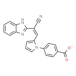 ChemSpider 2D Image | 4-{2-[(Z)-2-(1H-Benzimidazol-2-yl)-2-cyanovinyl]-1H-pyrrol-1-yl}benzoate | C21H13N4O2