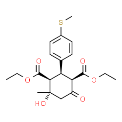 ChemSpider 2D Image | Diethyl (1R,2R,3S,4S)-4-hydroxy-4-methyl-2-[4-(methylsulfanyl)phenyl]-6-oxo-1,3-cyclohexanedicarboxylate | C20H26O6S