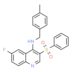 ChemSpider 2D Image | 6-Fluoro-N-(4-methylbenzyl)-3-(phenylsulfonyl)-4-quinolinamine | C23H19FN2O2S