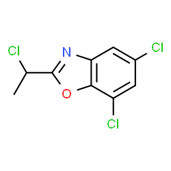ChemSpider 2D Image | 5,7-Dichloro-2-(1-chloroethyl)-1,3-benzoxazole | C9H6Cl3NO