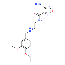 ChemSpider 2D Image | 2-{[(4-Amino-1,2,5-oxadiazol-3-yl)carbonyl]amino}-N-(4-ethoxy-3-methoxybenzyl)ethanaminium | C15H22N5O4