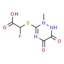 ChemSpider 2D Image | Fluoro[(2-methyl-5,6-dioxo-1,2,5,6-tetrahydro-1,2,4-triazin-3-yl)sulfanyl]acetic acid | C6H6FN3O4S
