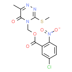ChemSpider 2D Image | [6-Methyl-3-(methylsulfanyl)-5-oxo-1,2,4-triazin-4(5H)-yl]methyl 5-chloro-2-nitrobenzoate | C13H11ClN4O5S