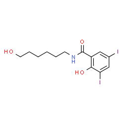 ChemSpider 2D Image | 2-Hydroxy-N-(6-hydroxyhexyl)-3,5-diiodobenzamide | C13H17I2NO3