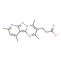 ChemSpider 2D Image | 3-(2,4,8,10-Tetramethylpyrido[2',3':3,4]pyrazolo[1,5-a]pyrimidin-3-yl)propanoate | C16H17N4O2