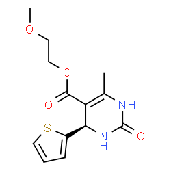 ChemSpider 2D Image | 2-Methoxyethyl (4R)-6-methyl-2-oxo-4-(2-thienyl)-1,2,3,4-tetrahydro-5-pyrimidinecarboxylate | C13H16N2O4S